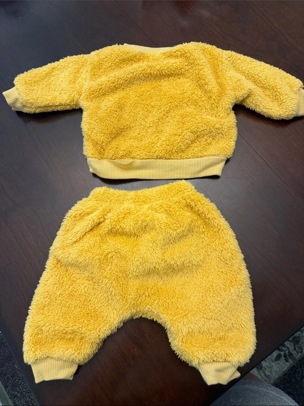 Yellow Fuzzy Thanksgiving Baby Set with Turkey Applique